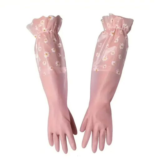 Guantes rosas con flores